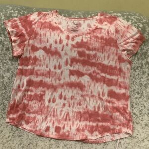 Sonoma Salmon Pink and White Tie Dye Everyday Tee Plus Size 2X RS